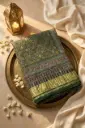 Exquisite Dark Green Bandhani Print Designer Silk Saree