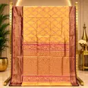 Elegant Golden Yellow Saree with Wine Paisley Border and Floral Woven Pallu