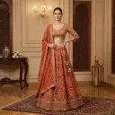 Rust Orange Georgette Embroidered Lehenga Choli Set