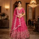 Women's Rani Pink Embroidered Lehenga Choli with Net Dupatta