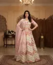 Off-White Floral Embroidered Silk Lehenga Choli Set 
