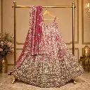 Women's Dusty Rose Embroidered Bridal Lehenga Choli with Matching Dupatta