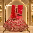 Women's Red Bridal Lehenga Choli with Heavy Embroidery and Matching Net Dupatta
