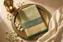 Dusty Lemon Gadwal Silk Saree with Temple Zari Border