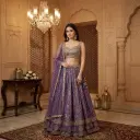 Purple Embroidered Silk Lehenga Choli with Net Dupatta