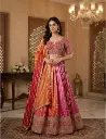 Rani Pink and Ombre Silk Handcrafted Bridal Lehenga Set 