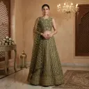 Mehendi Green Embroidered Crop Top Lehenga Set with Dupatta