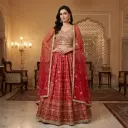 Rani Red Bandhani Print Lehenga Set with Embroidered Choli