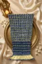 Royal Blue Handcrafted Bandhani Saree with Zari Checks