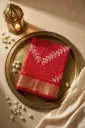 Red Bandhani Georgette Saree with Woven Zari Border