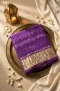 Royal Purple Bandhani Georgette Saree with Zari Border