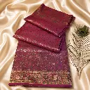 Maroon Banarasi Silk Saree with Floral Zari Border & Peacock Feather Styling