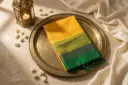 Mango Yellow and Green Pure Silk Contrast Border Saree