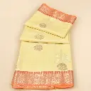 Lemon Yellow Gold Banarasi Style Saree with Copper Zari Border 