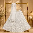 Women's White Lehenga Choli with Silver Sequin Embroidery and Net Dupatta
