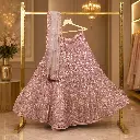 Women's Blush Pink Lehenga Choli with Sequin Embroidery and Net Dupatta