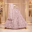 Pastel Lilac Embroidered Lehenga Choli with Floral Sequin Work and Net Dupatta