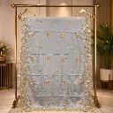 Ice Blue Embellished Saree with Gold Floral Buti Motifs and Ornate Border