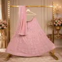 Women's Blush Pink Sequin Lehenga Choli with Matching Dupatta for Wedding and Festive Party Wear Set