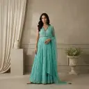 Rama Green Embroidered Georgette Anarkali Dress Set