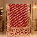 Red Maroon Woven Saree with Gold Diagonal Motifs and Ornate Paisley Border