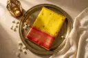 Mustard Yellow and Red Pure Kanchipuram Silk Saree