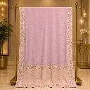 Women's Lavender Designer Saree with Gold Woven Motifs and Embroidered Border
