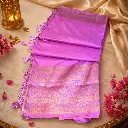 Elegant Lavender Purple Banarasi Silk Saree with Gold Zari Border & Tassels