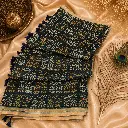 Elegant Navy Blue Floral Printed Cotton Linen Saree with Tassels & Traditional Ethnic Wear