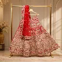 Women's Red Bridal Lehenga Choli with Heavy Gold Embroidery & Matching Dupatta