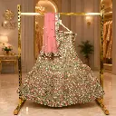 Women's Sage Lehenga Choli with Mirror Work and Matching Pink Dupatta