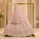 Women's Pastel Pink Lehenga Choli with Sequin Embroidery and Matching Dupatta