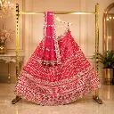 Women's Rani Pink Lehenga Choli with Gold Embroidery and Matching Net Dupatta