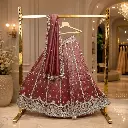 Women's Mauve Lehenga Choli with Silver Embroidery and Matching Dupatta
