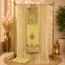 Lime Green Floral Printed Unstitched Dress Material Set with Embroidered Neck and Dupatta for Ladies 