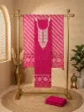Rani Pink Bandhani and Leheriya Unstitched Suit Material