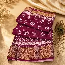 Elegant Purple Soft Silk Saree with Floral Buti Print & Rich Golden Zari Border