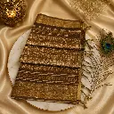 Elegant Brown Cotton Saree with Tribal Geometric Print & Golden Border