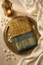 Mustard Yellow Bandhani Saree with Indigo Ajrakh Border