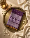 Royal Purple Semi Gaji Silk Bandhani Saree with Zari Border