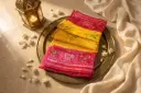 Yellow and Rani Pink Semi Patola Silk Saree
