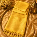 Golden Yellow Banarasi Silk Saree with Self Woven Jacquard Design & Elegant Tassel Pallu for Women 