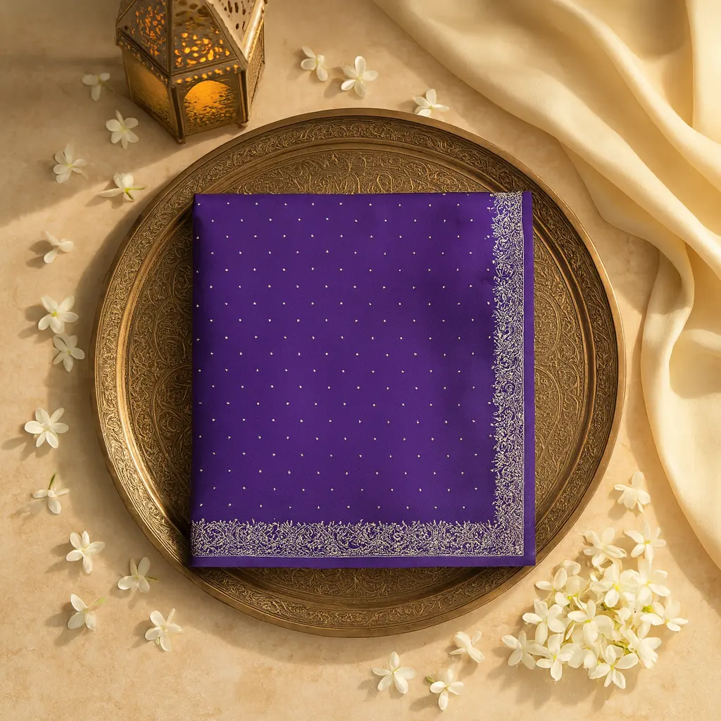 Elegant Royal Purple Sequinned Designer Saree