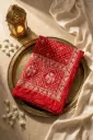 Crimson Red Bandhani Silk Saree with Zari Pallu