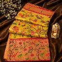 Elegant Mustard Yellow Paithani Style Silk Saree with Bird & Floral Design