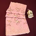 Baby Pink Embroidered Saree with Floral Work, Lace Border