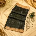Charcoal Grey Kanjivaram Silk Saree with Beige Zari Border