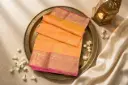 Peach and Rani Pink Silk Saree with Zari Border