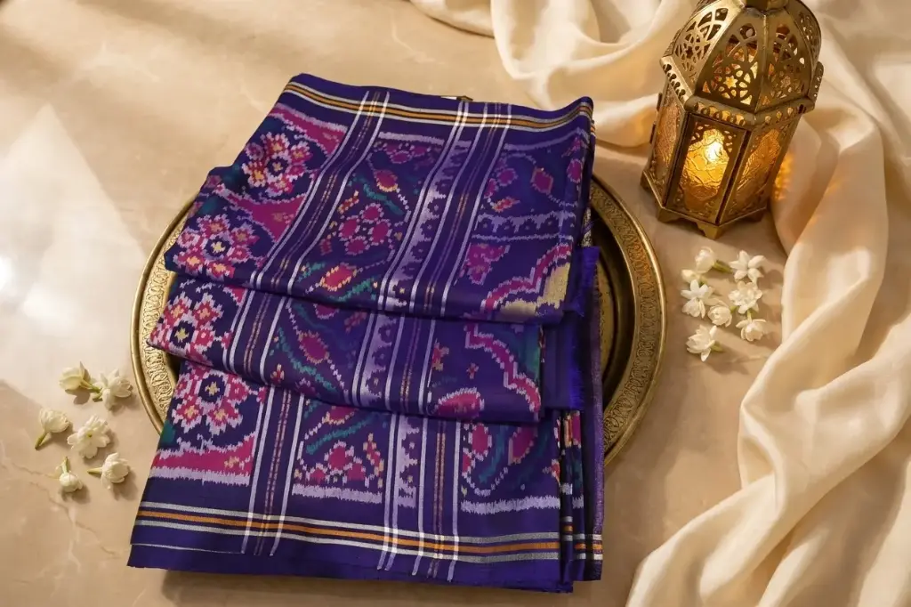 Royal Purple Semi Ikkat Patola Silk Saree