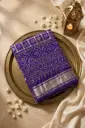 Royal Purple Gaji Silk Zari Checks Bandhani Saree